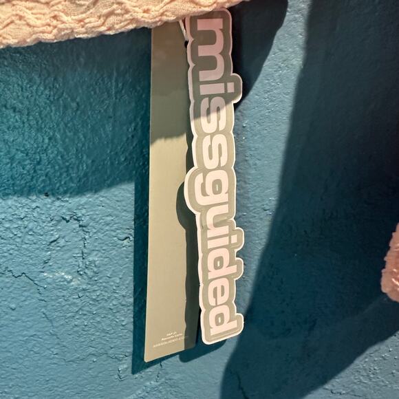 Missguided XSmall NWT Pink Lace long sleeve off the shoulder cowl neck Rave Date - Picture 3 of 8